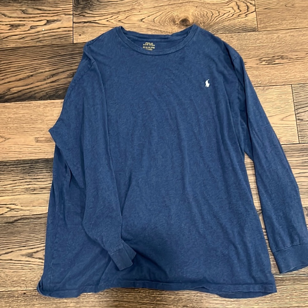2xl long sleeve blue polo t shirt